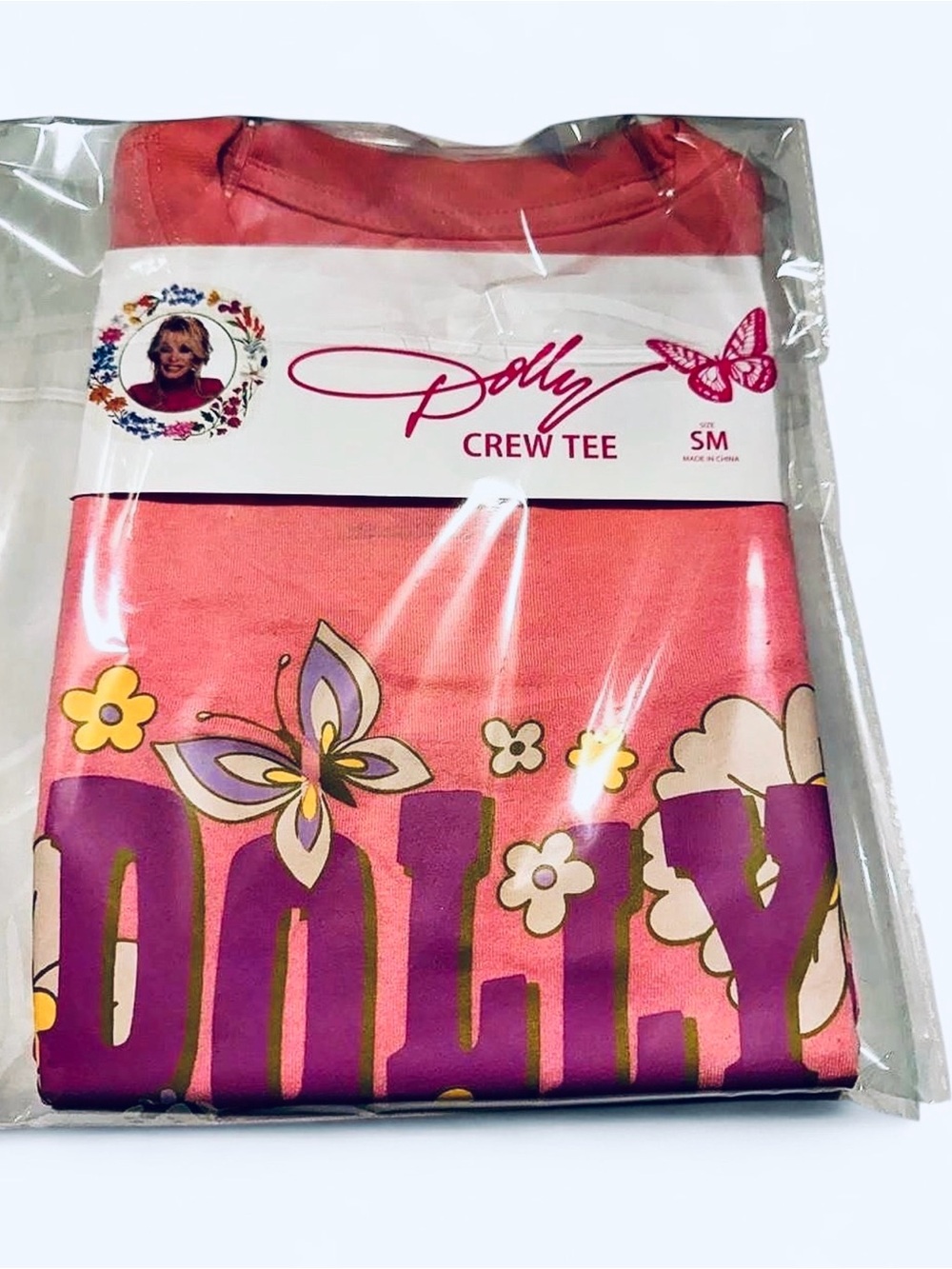 Small-NWT Pink & Purple Dolly Crew Tee size